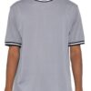 Micromesh Round-Neck T-Shirt with Striped Tape
