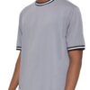 Micromesh Round-Neck T-Shirt with Striped Tape