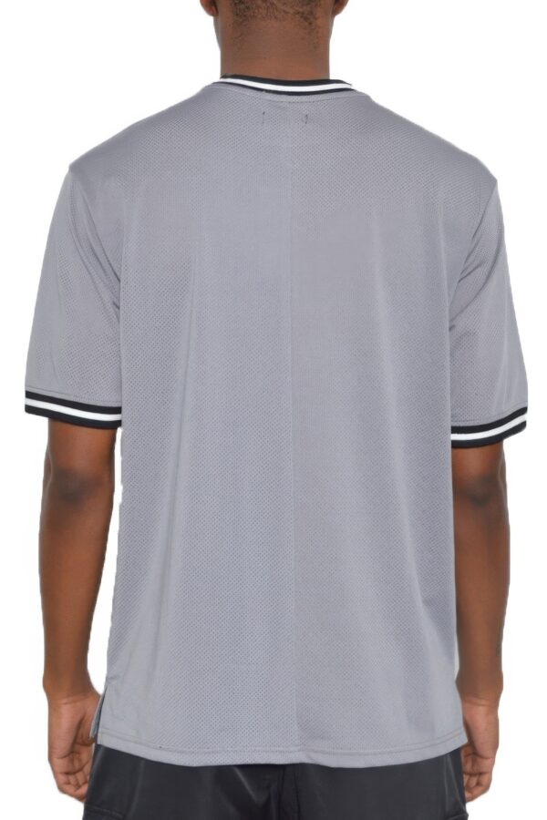 Micromesh Round-Neck T-Shirt with Striped Tape