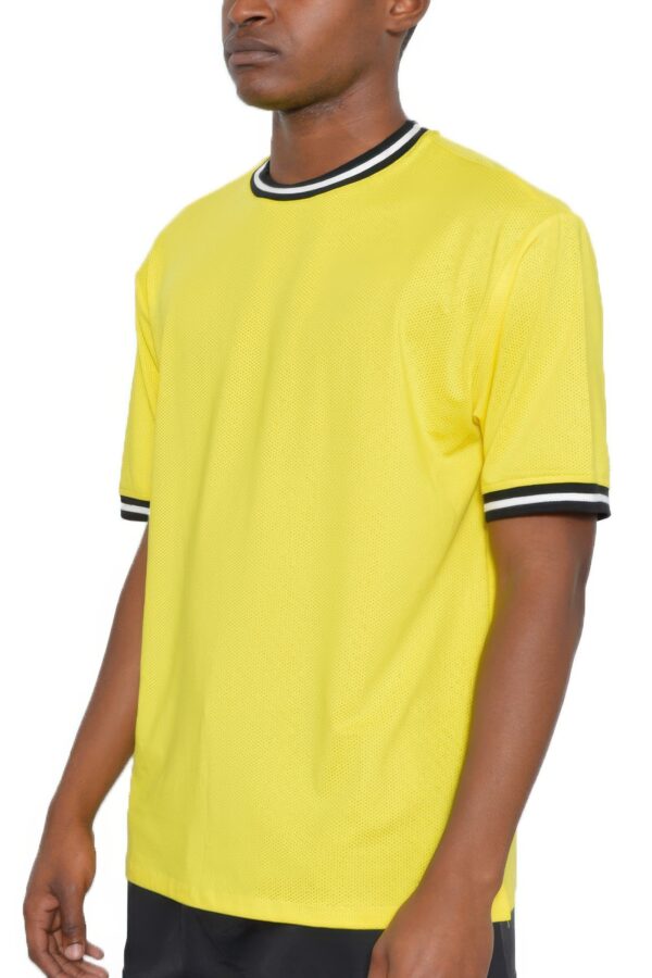 Micromesh Round-Neck T-Shirt with Striped Tape