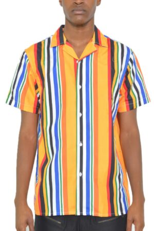 Men’s Short-Sleeve Striped Button-Down Shirt