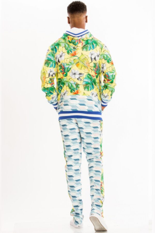 Printed Hoodie & Sweatpant Set with Ankle Zippers – Multi