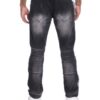 Distressed Denim Pants with Checkered Tape