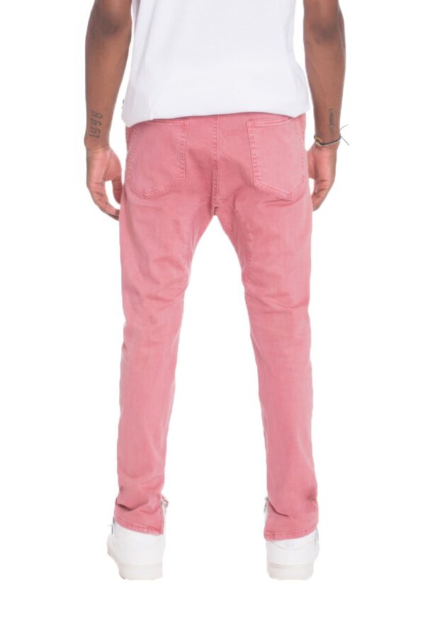 Distressed Denim Pants with Checkered Tape