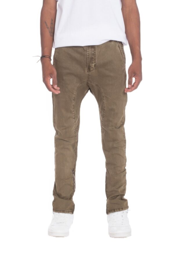 Distressed Denim Pants with Checkered Tape