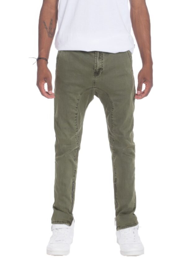 Distressed Denim Pants with Checkered Tape