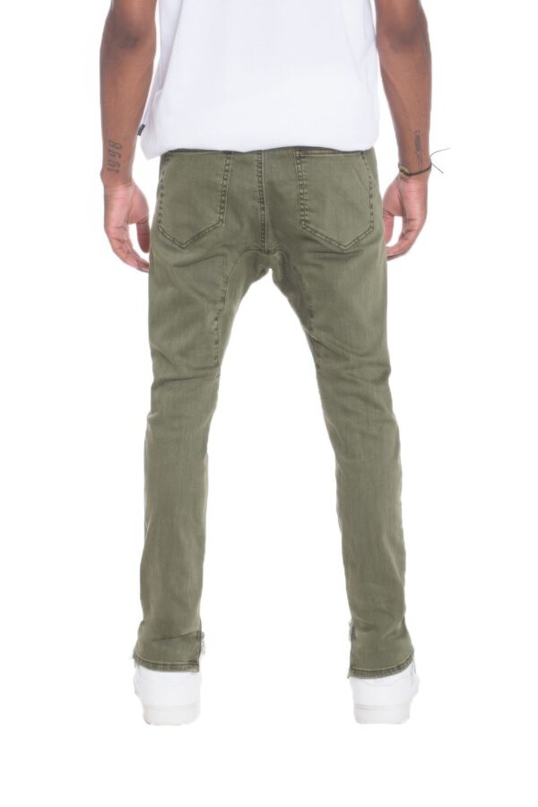 Distressed Denim Pants with Checkered Tape