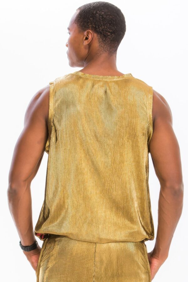 Metallic Flick Muscle Tank – Black/Red, Gold