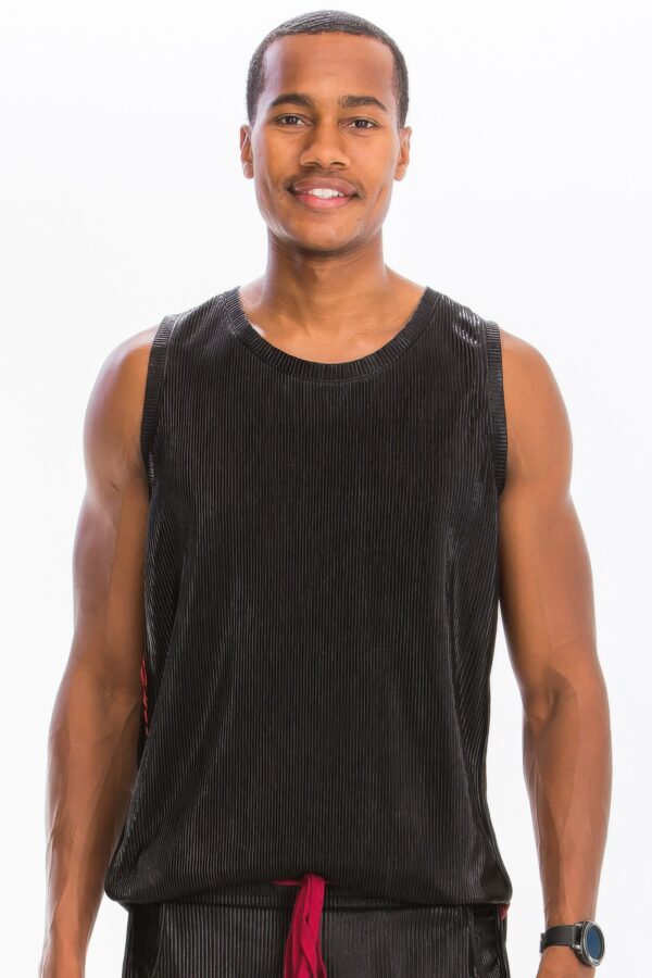 Metallic Flick Muscle Tank – Black/Red, Gold