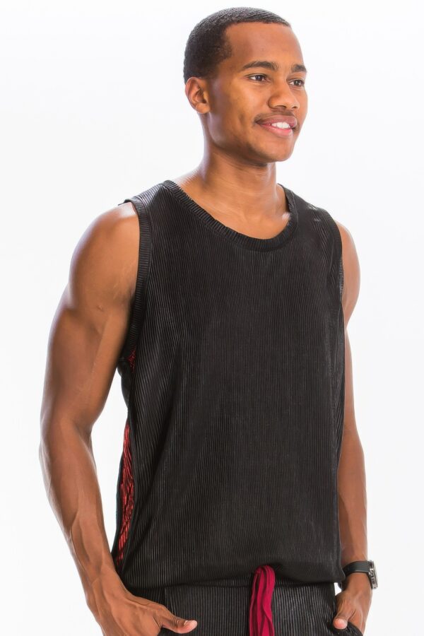Metallic Flick Muscle Tank – Black/Red, Gold