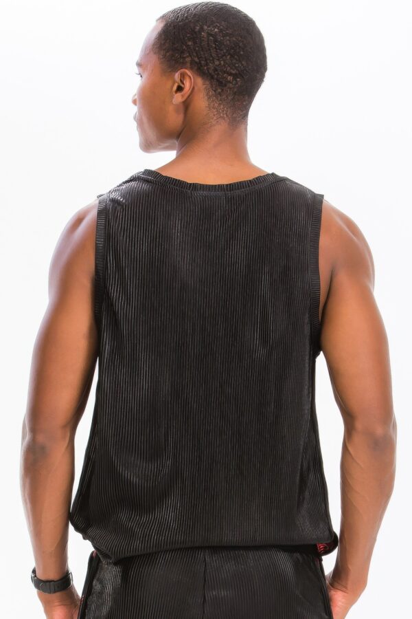 Metallic Flick Muscle Tank – Black/Red, Gold