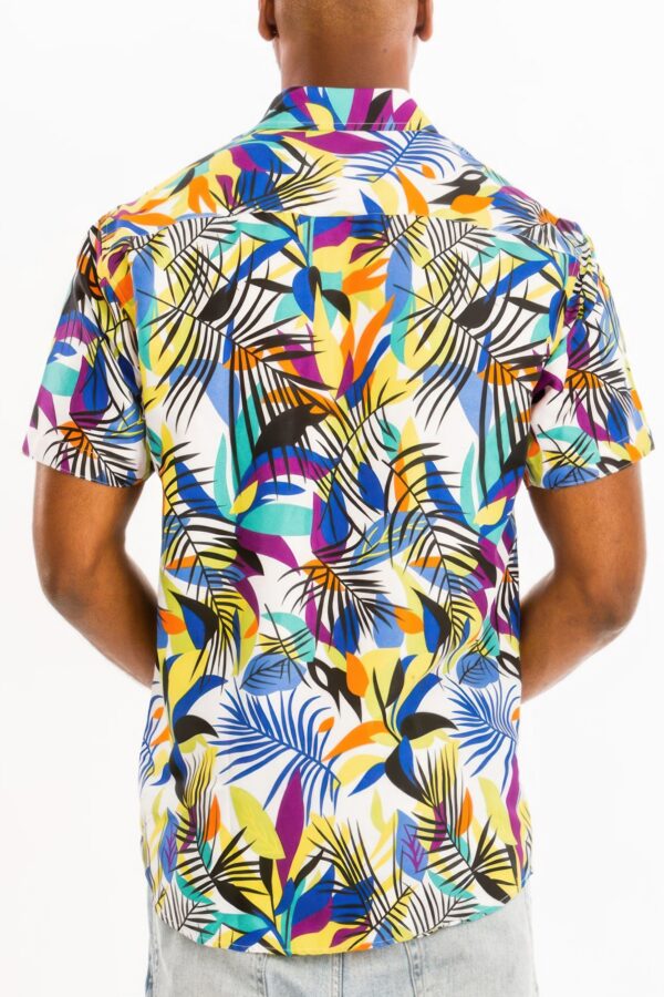 Hawaiian Print Short-Sleeve Button-Down Shirt – Multi