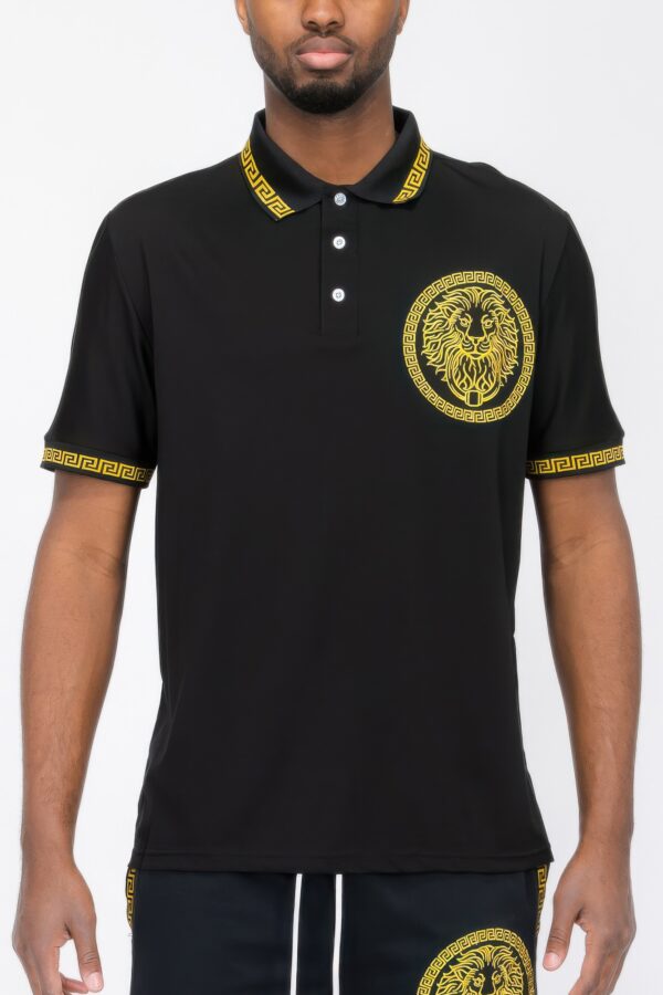 Lion Head Embroidered Polo Shirt