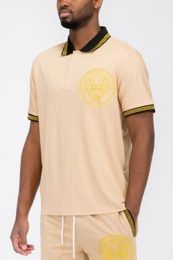 Lion Head Embroidered Polo Shirt