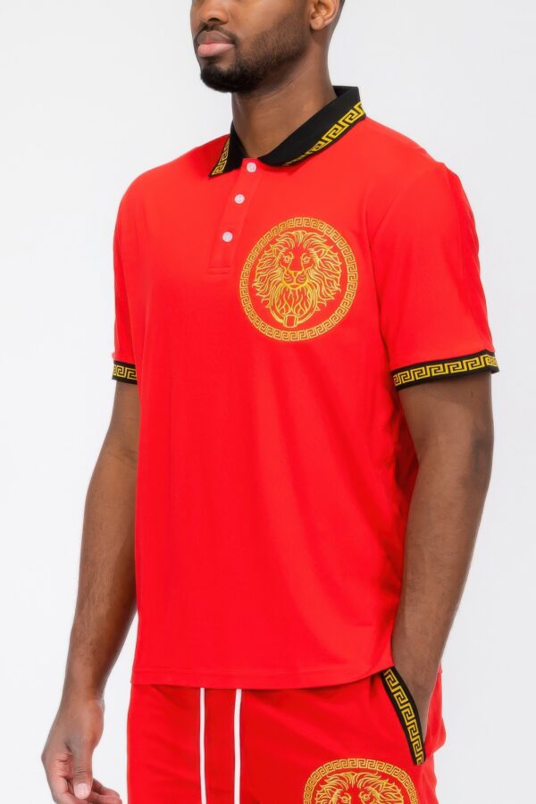 Lion Head Embroidered Polo Shirt