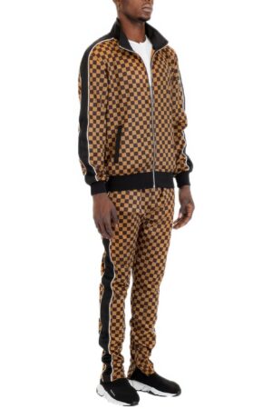 Rich Checkered Track Pants with Ankle Zippers