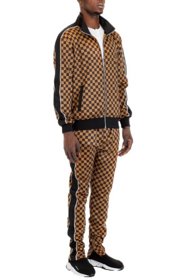Rich Checkered Track Pants with Ankle Zippers