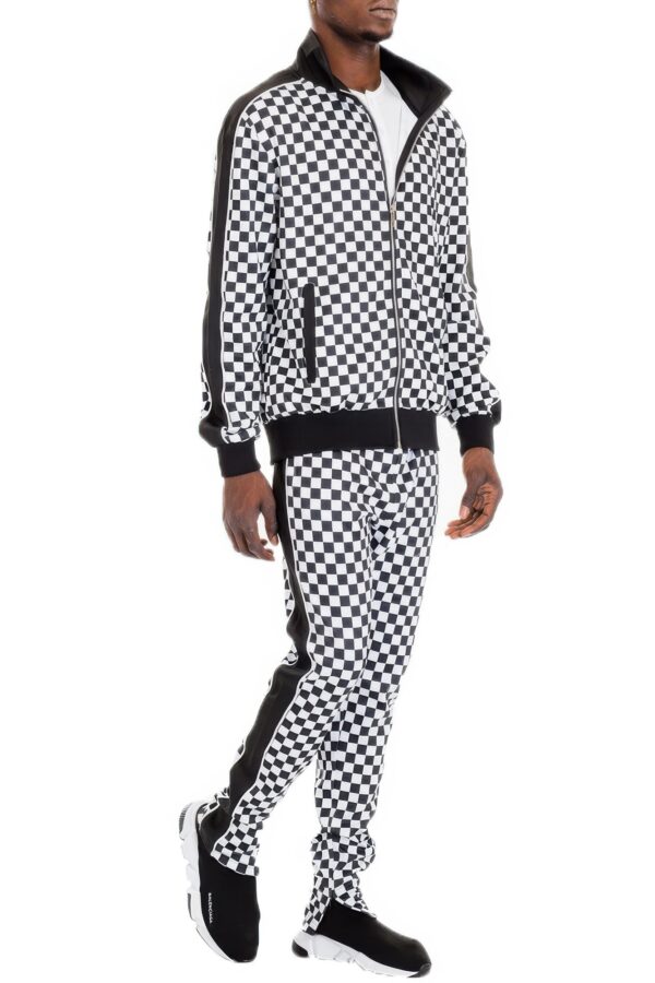 Rich Checkered Track Pants with Ankle Zippers