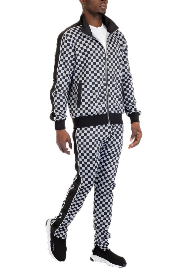 Rich Checkered Track Pants with Ankle Zippers