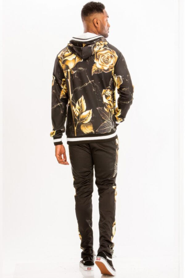 Printed Hoodie & Sweatpants Set with Ankle Zippers