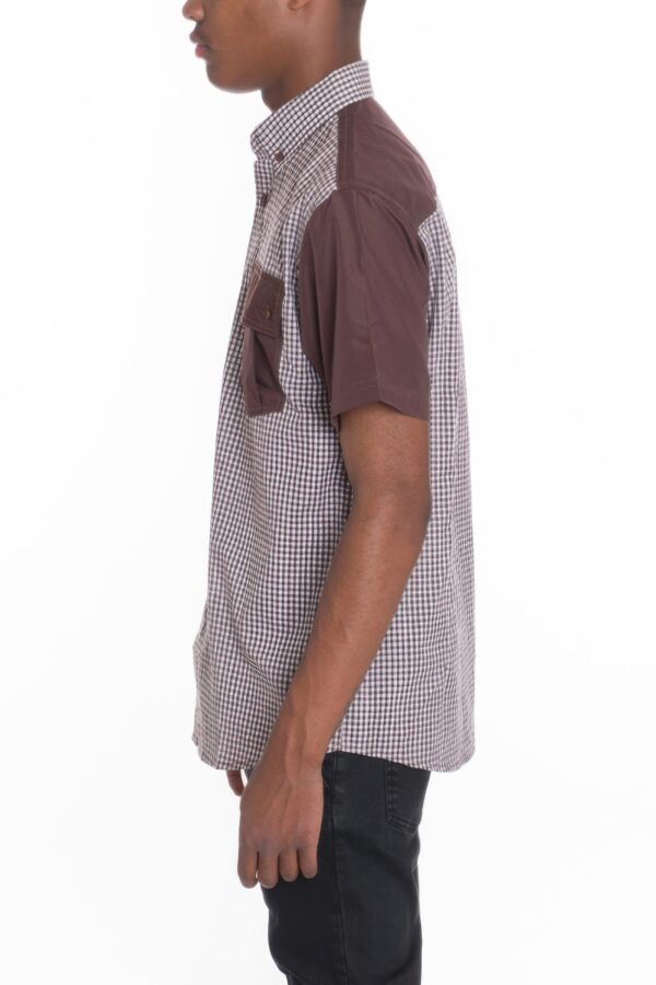 Men’s Short-Sleeve Two-Tone Button-Down Shirt