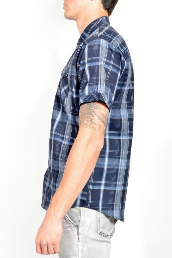 Men’s Short-Sleeve Plaid Shirt – Button Chest Pockets