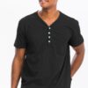 Men’s Short Sleeve Henley – 4-Button Scallop Hem