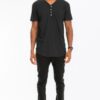 Men’s Short Sleeve Henley – 4-Button Scallop Hem