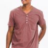Men’s Short Sleeve Henley – 4-Button Scallop Hem