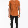 Men’s Short Sleeve Henley – 4-Button Scallop Hem