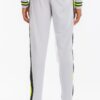 Dual-Stripe Track Pants with Ankle Zips – Grey, Olive