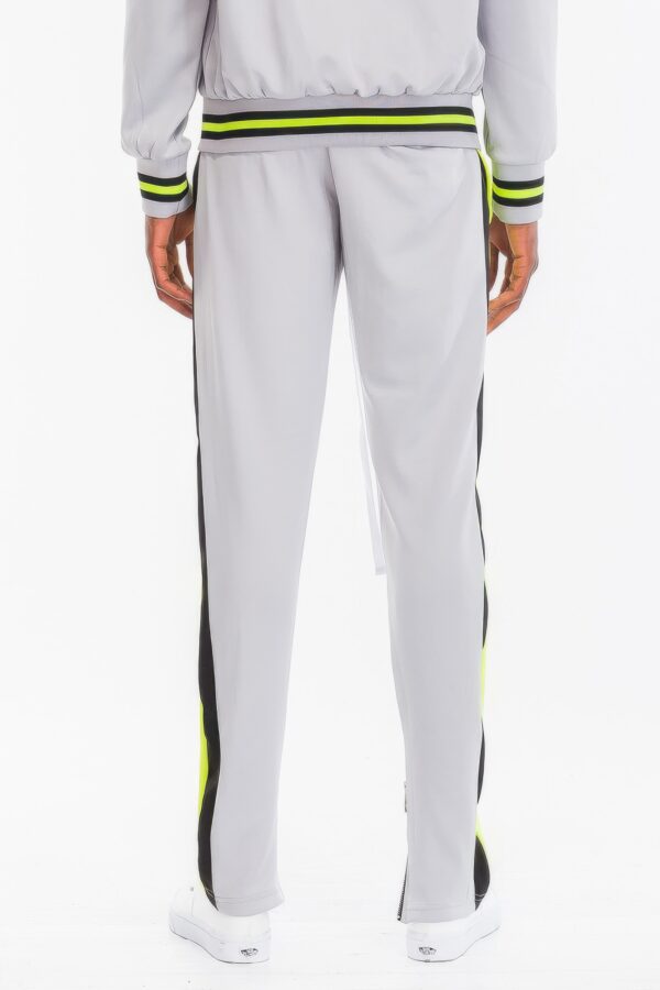 Dual-Stripe Track Pants with Ankle Zips – Grey, Olive