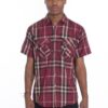 Men’s Short-Sleeve Checker Shirt with Buttoned Chest Pockets