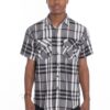 Men’s Short-Sleeve Checker Shirt with Buttoned Chest Pockets