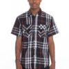 Men’s Short-Sleeve Checker Shirt with Buttoned Chest Pockets