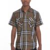 Men’s Short-Sleeve Checker Shirt with Buttoned Chest Pockets