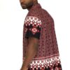 Men’s Cuban Collar Button-Down Shirt – Red & Black Print