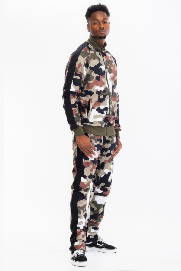 Full Camo Stripe Track Set – Slim-Fit Jacket & Pants