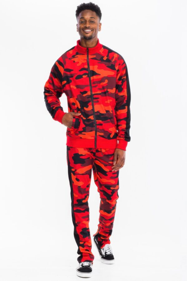 Full Camo Stripe Track Set – Slim-Fit Jacket & Pants