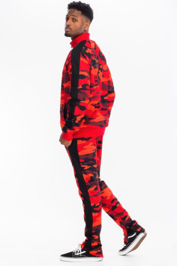 Full Camo Stripe Track Set – Slim-Fit Jacket & Pants