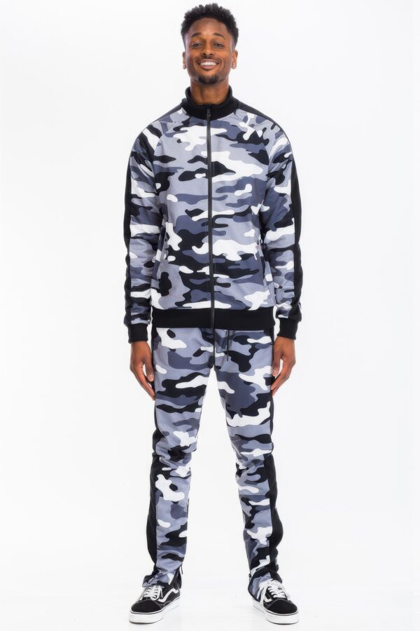 Full Camo Stripe Track Set – Slim-Fit Jacket & Pants