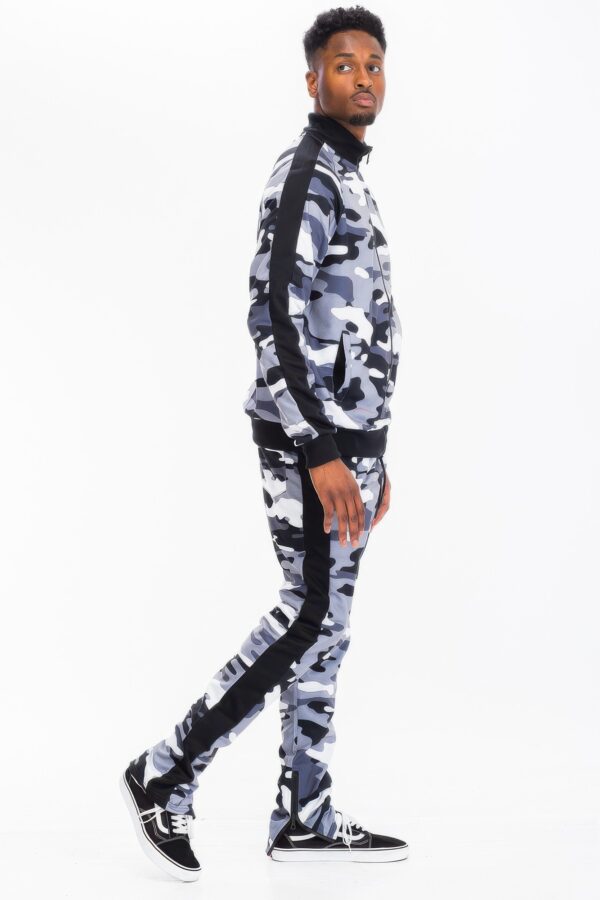 Full Camo Stripe Track Set – Slim-Fit Jacket & Pants
