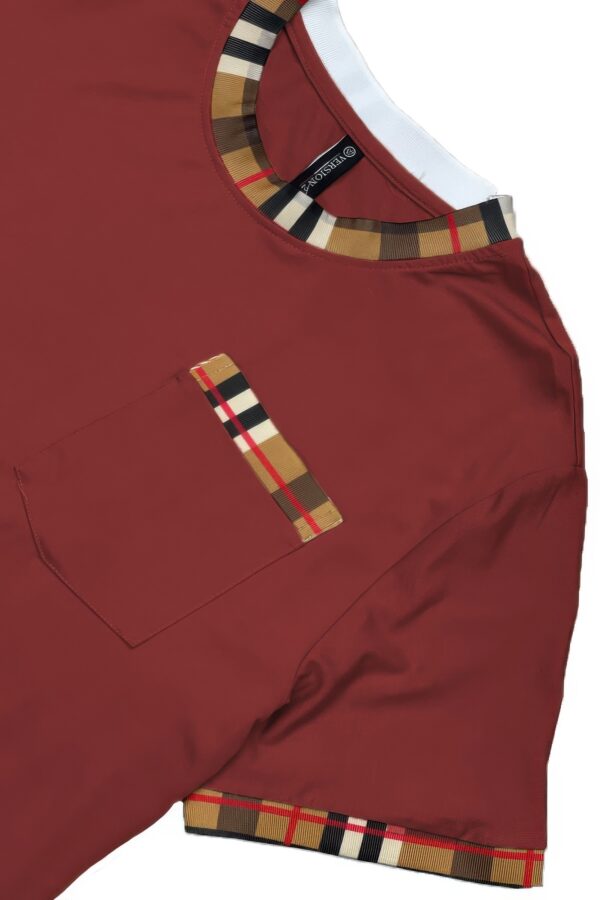 Checkered Short Sleeve Tee with Contrast Trim