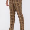 Men’s Plaid Trouser Pants – Slim Brown Plaid