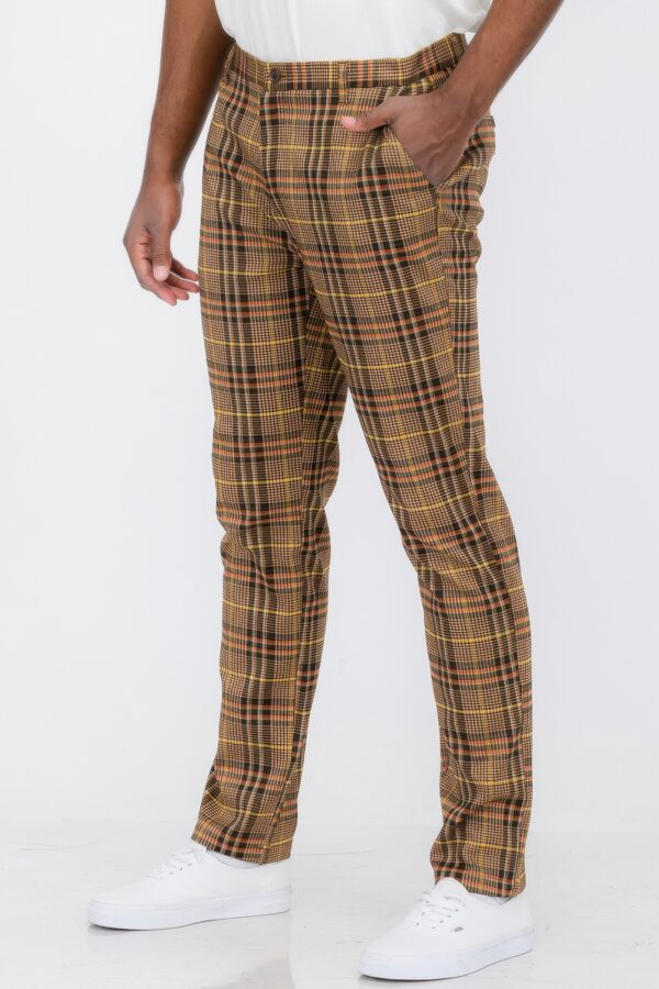 Men’s Plaid Trouser Pants – Slim Brown Plaid