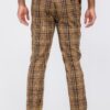 Men’s Plaid Trouser Pants – Slim Brown Plaid