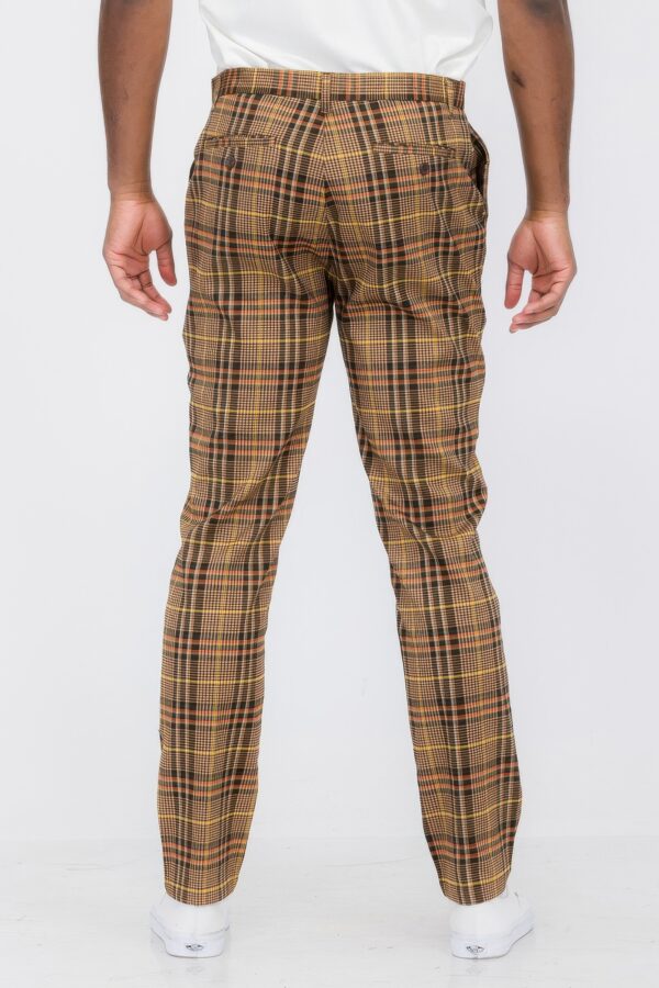 Men’s Plaid Trouser Pants – Slim Brown Plaid