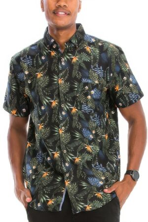 Hawaiian Print Button-Down Shirt – Short Sleeve Multi
