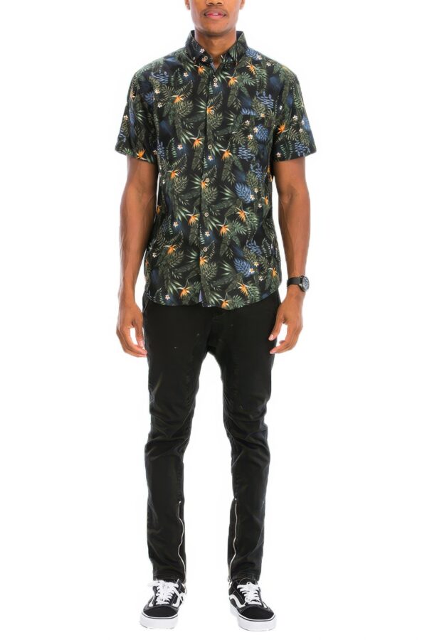 Hawaiian Print Button-Down Shirt – Short Sleeve Multi