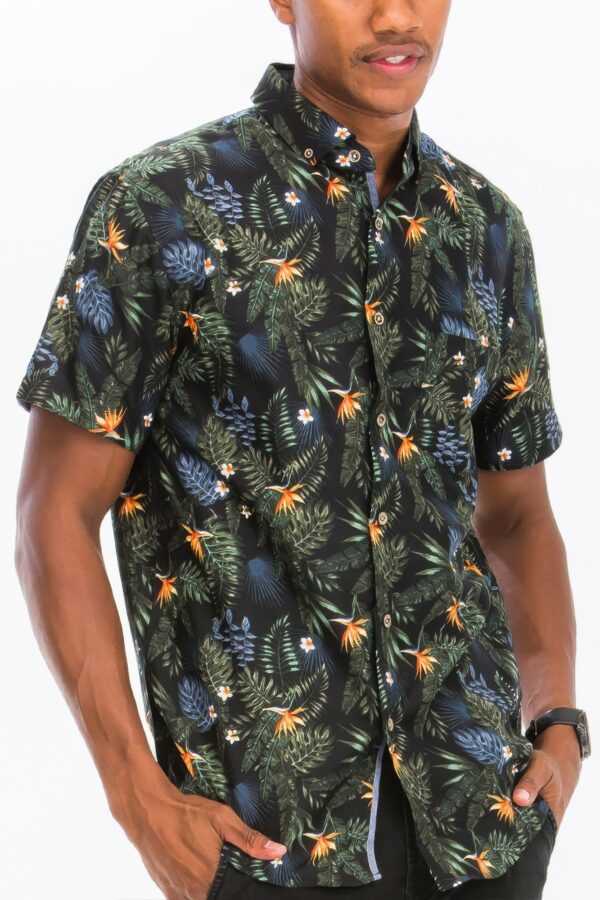 Hawaiian Print Button-Down Shirt – Short Sleeve Multi